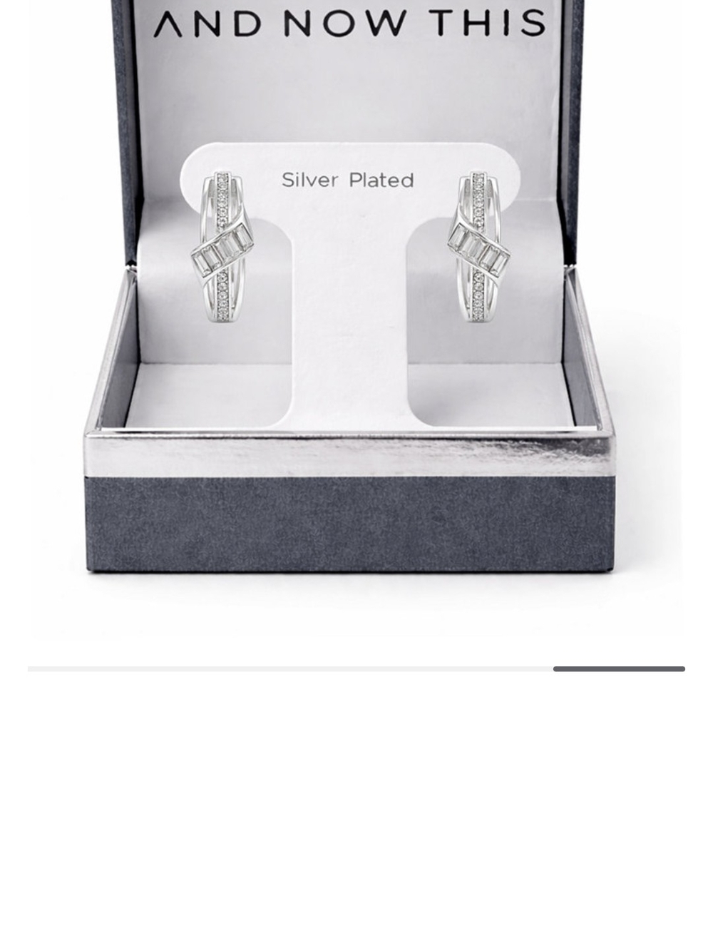 Silver Plated Crystal Baguette Hoop Earrings - AND NOW THIS